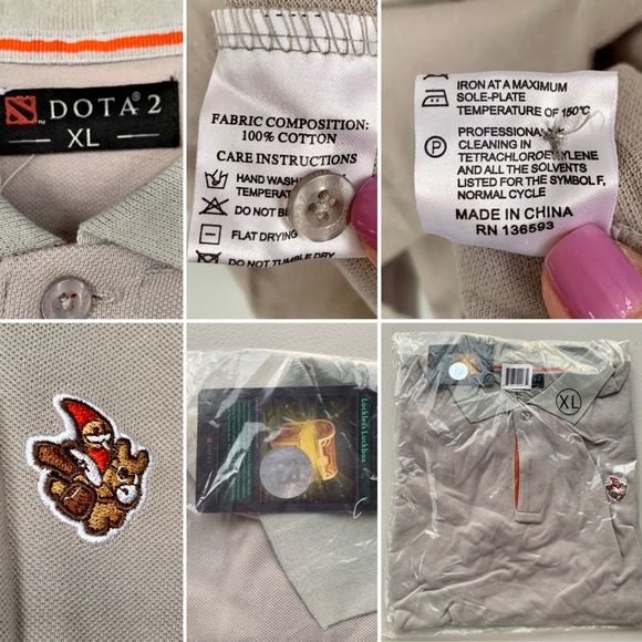 DOTA 2 Dolfrat & Roshinante Men's Polo Shirt In Tan Size XL - Picture 8 of 8